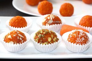 124K views · 793 reactions | I could not believe that something so tempting could be so easy to make and so healthy. Try this delicious Indian sweet for Diwali or any auspicious occasion or even on any regular day.. . Almond, Sugar and coconut makes it super rich and delicious and perfect to celebrate any special occasion. Printable Recipe at https://bhavnaskitchen.com/carrot-truffles-gajar-laddus/ Videos at https://www.youtube.com/user/SuperVeggieDelight | Bhavna's Kitchen & Living | Facebook
