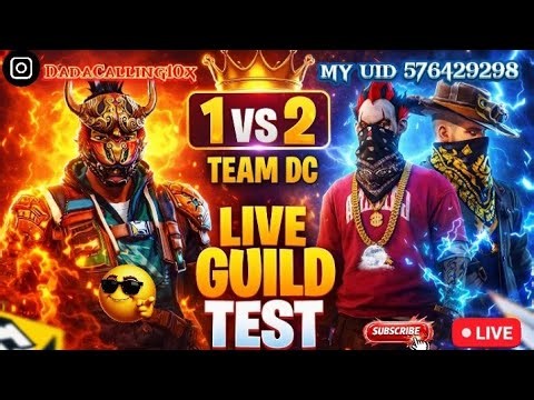 Dada Calling 10x is live! FREE FIRE GULD TEST 1v2