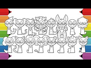Smiling critters vs Nightmare Critters as Incredibox Sprunki Coloring Pages