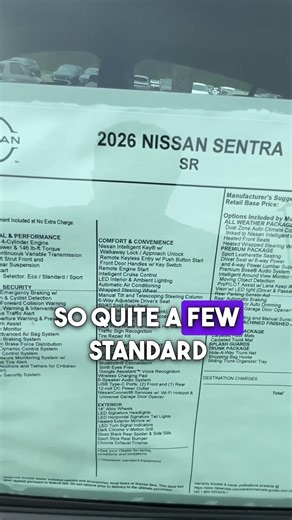 2026 Nissan Sentra SR Premium-Window Sticker