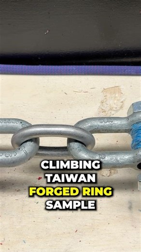 Ryan Jenks on Instagram: "These 316L 10 mm forged stainless steel rings are something we ordered a while back. They are SUPER strong, so strong the manufacturer couldn’t break them. @climbingtaiwan sent us these two unpolished samples to make sure they are super strong enough before they finish making 2000 more. Forged rings eliminate the variables that welds introduce making QA difficult. The first one broke at 98.5 kN. We tried breaking the second sample 3 different times and each time the rin