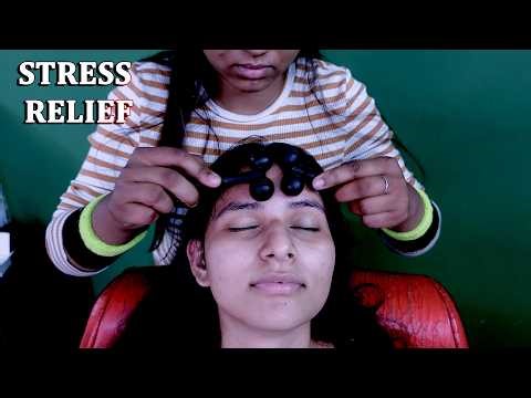 Indian Female head massage with neck cracking