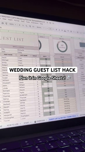 Here’s a wedding guest list tip: plan it in Google Sheets! 💍💖 #weddingplanner #weddingplanning