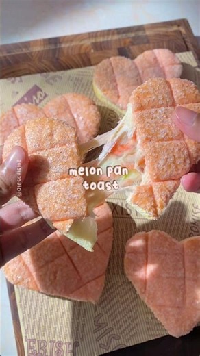 Heart shaped melon pan toast