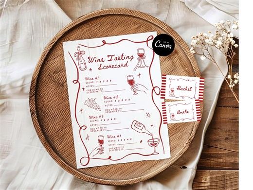 Wine Tasting Score Card Set, Wine Tasting Notes Scorecard, Date Night Ideas, Wine Blind Tasting Game, Wine Scoring, Wine Tasting Card Canva - Etsy