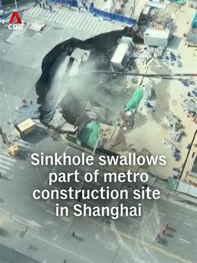 This is the moment a large sinkhole opened up at a metro construction site in Shanghai on Thursday morning (Feb 12). The incident occurred at a work site for the Jiamin Metro Line. No injuries were reported. Authorities reportedly cordoned off the area after water leakage was detected a day earlier. Despite efforts to contain it, the ground gave way early Thursday, triggering the collapse, according to local media.
