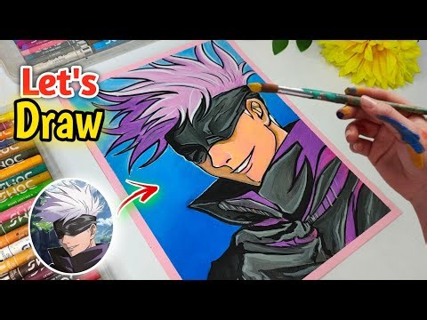 Unleash Gojo in Vibrant oil Pastels tutorial | Animesh Art