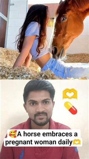 A horse embraces a pregnant woman daily