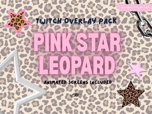 Pink Star Leopard Twitch Overlay Pack W/ 4 Animated Twitch Screens - Etsy