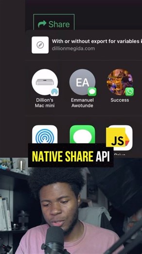 Simplifying the Web on Instagram: "Native Share API 🥶 🔥 ✨ #html #css #js #reactjs #vuejs #webdev"