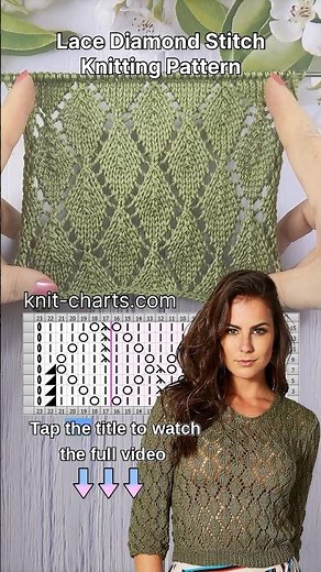 Lace Diamond Stitch Knitting Pattern #DiamondStitch #LacePattern #KnittingPattern #KnittingIdeas