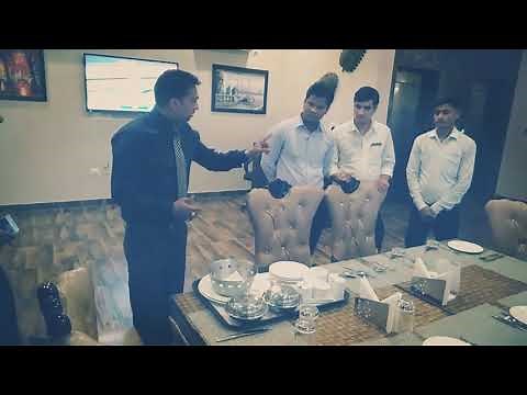 hotel room service tray set up