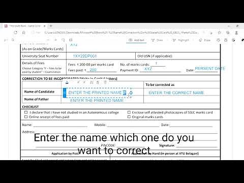 How to apply online for marks card name correction in vtu.