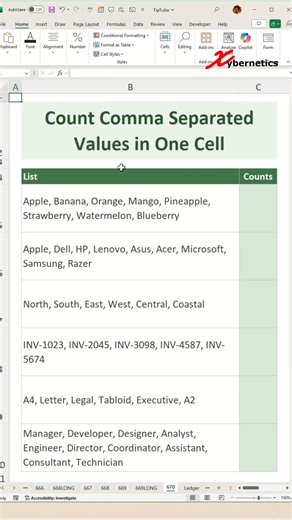 ExcelTips247 on Instagram: "How to Count Comma Separated Values in One Cell in Excel - Excel Tips and Tricks Learn how to count comma separated values in one cell in Excel. =IF(B7 "",COUNTA(TEXTSPLIT(B7,",")),0) This formula first checks if cell B7 is not empty using the condition B7 "". If B7 contains any value, the formula proceeds by using the TEXTSPLIT function to split the text in B7 at each comma. The COUNTA function then counts the number of non-empty values in the array returned by TEXTS