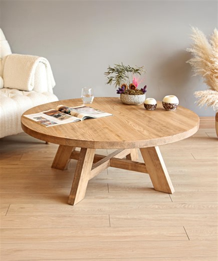 Round Wood Coffee Table , Rustic Wooden Living Room Table , Reclaimed Coffee Tables , Farmhouse Sofa Table - Etsy New Zealand