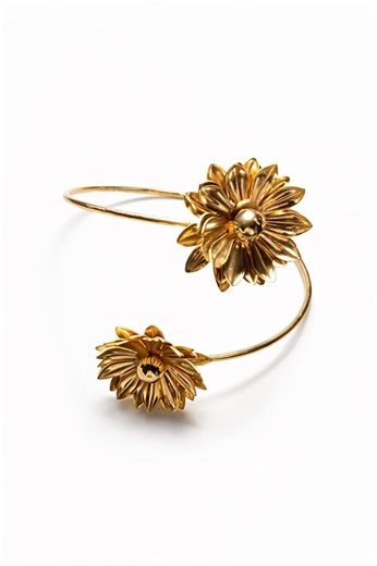 Gold Tone Floral Upper Arm Bracelet – Boho Vintage Flower Arm Cuff – Statement Festival Arm Jewelry for Women - Etsy