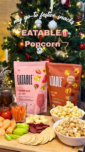 🍁Memor Toronto🪶UGC Creator on Instagram: "Last-minute movie night plans, but still want it to feel festive ✨ This popcorn @eatableinc seriously saved me — no cooking, no stress, just open and serve. Cocktails flavours and made in Canada❤️taste so good! Perfect for cozy nights, especially during the holidays 🎄🍿 Got it via @grocerieswithtredish Come host with me🌟☺️ #popcorn #christmassnacks #partysnacks"