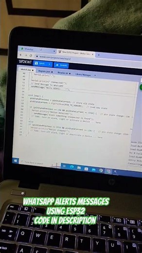 WhatsApp alerts messages using esp32 Arduino module #esp32 #arduino #electronic #technology