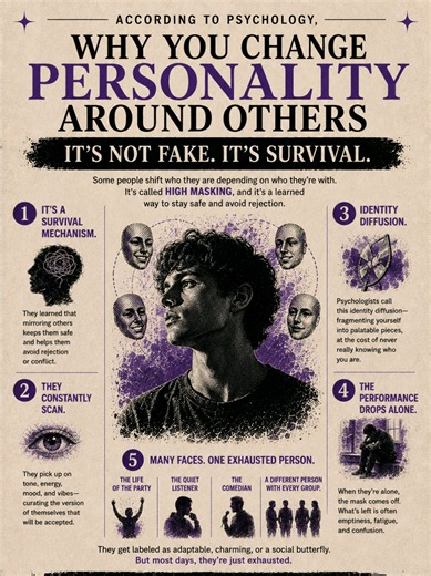 Why You Become a Different Person Around Everyone #Psychology #Personality #SelfAwareness #HumanBehavior #MentalHealth