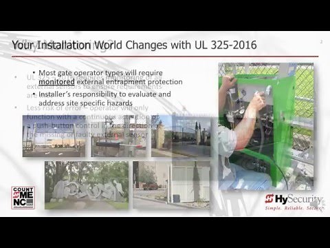 HySecurity - UL 325 6th Edition Installer Training - UPDATE