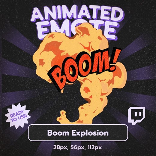 Boom Explosion Animated Emote: Retro Comic GIF for Twitch, Discord, Kick - Etsy