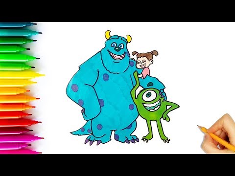 How To Draw Monster Inc. Characters | Boo, James P Sullivan, & Mike Wazowski Step by Step for Kids!