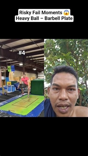 Don’t Try This! Risky Heavy Ball & Barbell Plate 😱 #RiskyMoments #FunnyFails #GymFails #DontTryThis