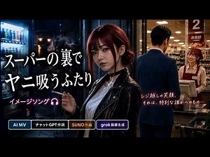 【実写版⁉︎】スーパーの裏でヤニ吸うふたりED、実写バージョン！、山田イメージソング MV、「名前を１つ裏返して」AI MV、AI作曲、grok動画生成 .