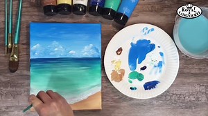 2.5K views · 21 reactions | Watch as Tracie Kiernan creates a beautiful beach scene using Royal & Langnickel acrylics and Menta brushes! | Royal & Langnickel - Art & Craft | Facebook