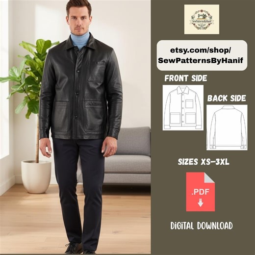 Unisex Leather Overshirt Sewing Pattern XS-3XL – Shacket PDF (digital Download A0 A4 US Letter) - Etsy Australia
