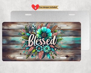 Blessed License Plate Sublimation Western Design, Rustic Floral License Plate Design, Digital Download PNG Instant - Etsy
