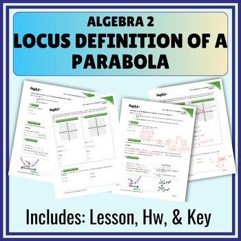 Locus Definition of a Parabola Notes, Worksheets, Hw 10th-12th Grade Algebra 2