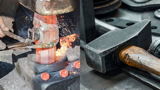 Forging a Heavy Duty Hammer Head from Rusted Chain