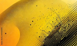 Abstract design featuring yellow and black dots, creating a dynamic visual effect.