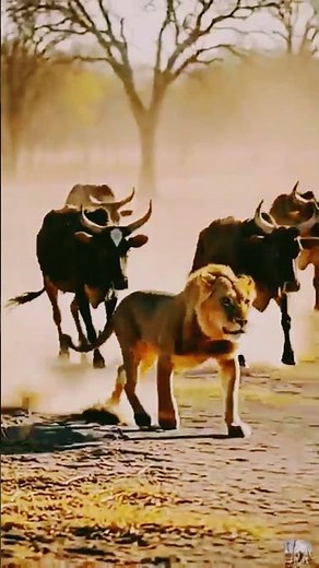 When Cows Fight Together | Lion Forced to Retreat#lionvscow #wildlifebattle#AnimalFigh #CowHerdPowe