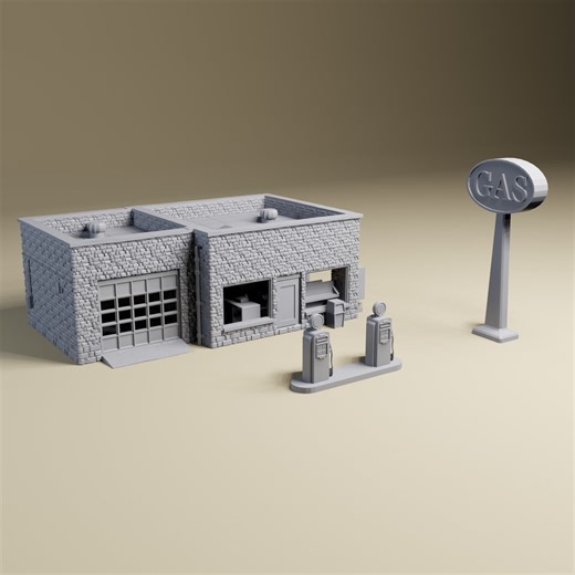 Modern Gas Station - Miniature Terrain for Tabletop Skirmish Wargaming in 32mm, 28mm, 20mm, 1:64 - Etsy