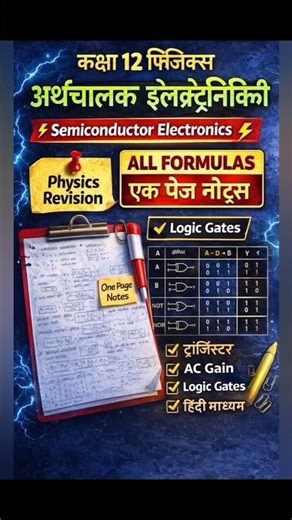 Semiconductor Electronics ⚡ | Class 12 Physics | One Page Notes