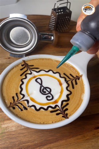 Artistic Latte Design with Musical Theme