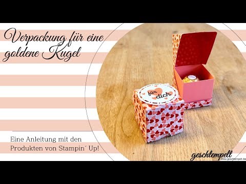 Packaging for a golden ball - instructions using Stampin' Up! products.