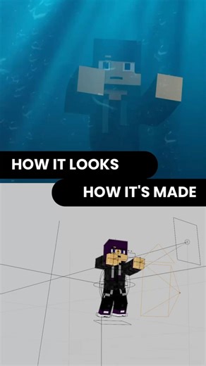 How it looks vs How it's made - Underwater Scene (Blender) #minecraftanimation