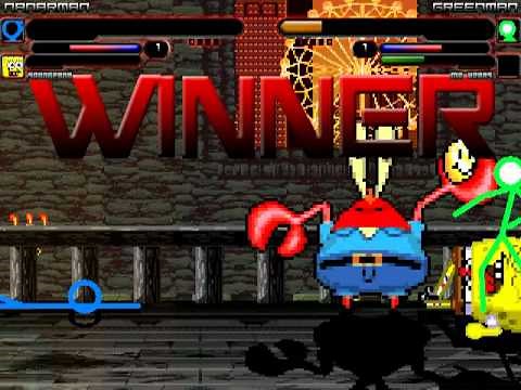 TheMattalocalypse Random Mugen Battle - 762 - Nanarman/SpongeBob VS. Greenman/Mr. Krabs