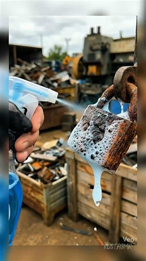 cleaning of rusty padlocks according to AI Veo 3 #rusty padlock #asmr