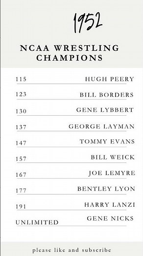 1952 NCAA Wrestling Individual Champions list #wrestling #ncaawrestling