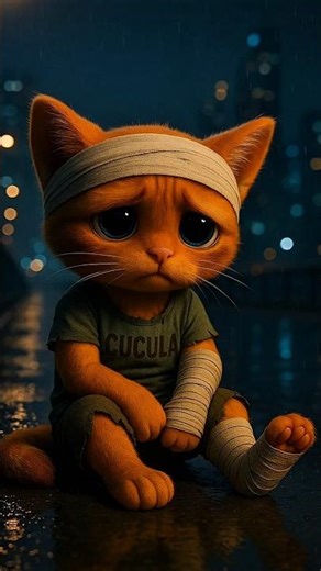 Cute Sad Cat Crying Alone in the Rainy Empty Road 😿🌧️🚶✨ #cat #kitten #shorts