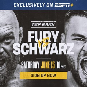 167K views · 144 reactions | “Gypsy King” Tyson Fury makes his ESPN+ debut in Las Vegas against undefeated Tom Schwarz—sign up now! SAT 6/15, 10PM/ET | ESPN | Facebook