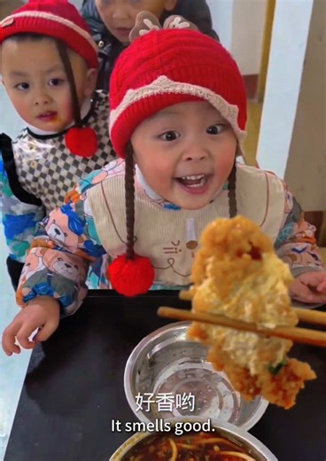 Chinese Family Enjoying Rice Noodles