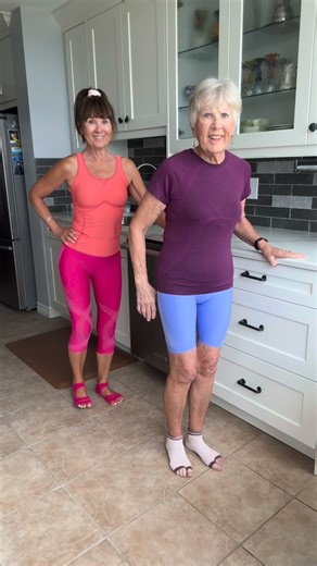 Janet Osborne on Instagram: "At 86 years old my mom is still moving with me - and I couldn’t be prouder 💛 Strong legs = ✅ Better balance ✅ Few falls ✅ Sharper brain health ✅ More independence ✅ And a longer more active life And the best part? * You don’t need a gym fancy equipment or a long workout. * Just a counter a few minutes and the willingness to show up. Here’s our little kitchen counter routine: 1️⃣ Lateral leg raises - 10 each leg 2️⃣ Squats - 12 3️⃣ Calf raises - 12 4️⃣ Hamstring curl