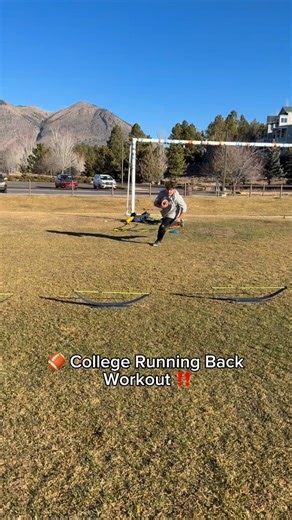Alec Wyble-Meza | Sports Performance Coach & Personal Trainer on Instagram: "🏈 College Running Back Workout ‼️ Running backs need to have quick reaction, but smooth movement to be able to get to the openings they see. Use this workout to become a better running back! If you’re ready to elevate your performance, then DM to get into sessions! . . . . . #collegefootball #athlete #runningback #runningbackworkout #rbdrills"