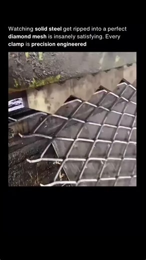 sureshchoudhary on Instagram: "A flat sheet of steel gets fed into an industrial expanding machine that slices and stretches it at the same time, transforming it into a strong diamond shaped pattern. What looks like a simple grid is actually created by controlled tearing and pulling. As the metal passes through the press, the blades make staggered cuts while the rollers force the sheet outward, expanding it into a larger surface area without wasting material. That stretching process creates the