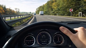 Onboard acceleration in a powerful Mercedes C63 AMG